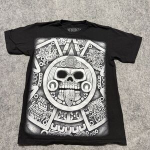 Vintage Dyse One Aztec Skull Shirt Mens Medium Black Chicano Tattoo Art Made USA